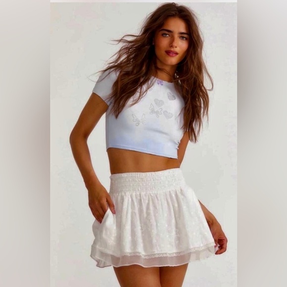 Loveshackfancy Ilona mini skirt in white Size Small